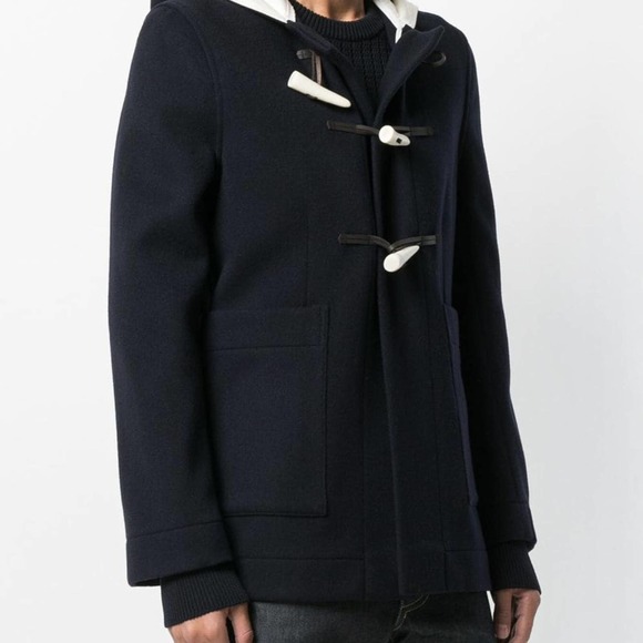 Wales Bonner Duffle Toggle Melton Virgin Wool With Hoodie Coat Made In England - Picture 2 of 13